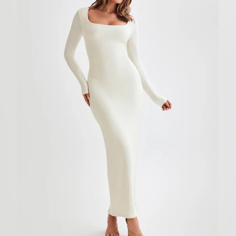 NWT REVOLVE & LUXURY high end lovers COMMENSE square neck ribbed MAXI Dress S